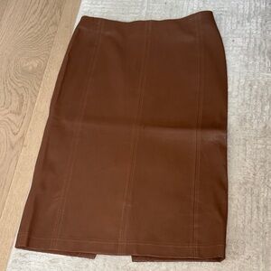 Elegant Brown Faux Leather Skirt
